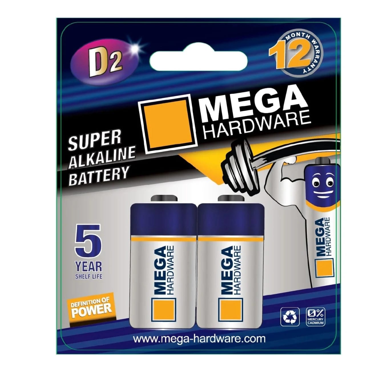 MEGA D SUPER ALKALINE BATTERY - 2PCS