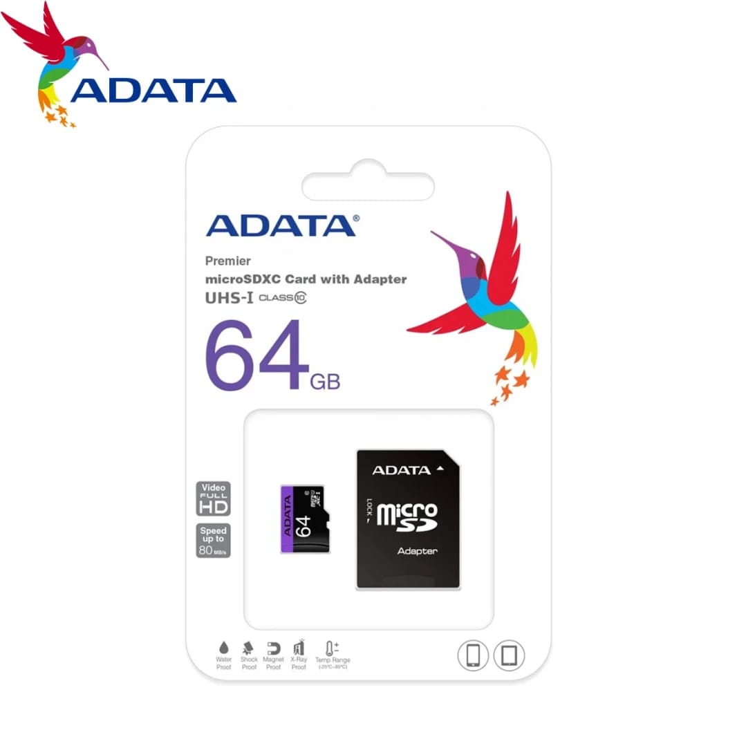 ADATA 64GB, MicroSDHC, Class 10 Memory Card UHS-L