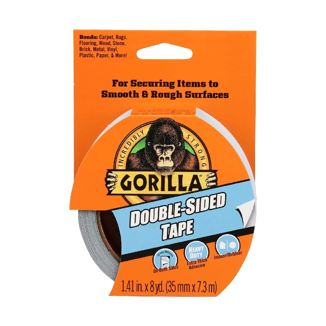 شريط لاصق مزدوج الجوانب من GORILLA، 1.41 بوصة × 8 ياردة، باللون الرمادي