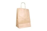 (L28*W21*B 12CM) Square Bottom Plain Brown Paper Bag With Handle 90gsm Medium 200 / Carton