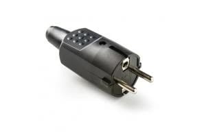 FA1104 - Plug (2P+E) 16A Black Rubber IP20
