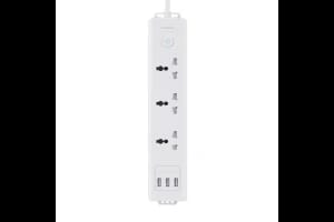 LINKCOMN وصلة كهرباء 3 مداخل MK مع USB قياس 3 متر 2×0.75 ملم