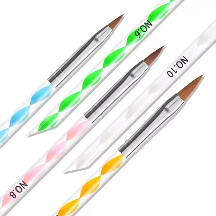 Crystal Nail Art Brush Set with Pen Cap, 5-Piece Acrylic Nail Painting Brushes