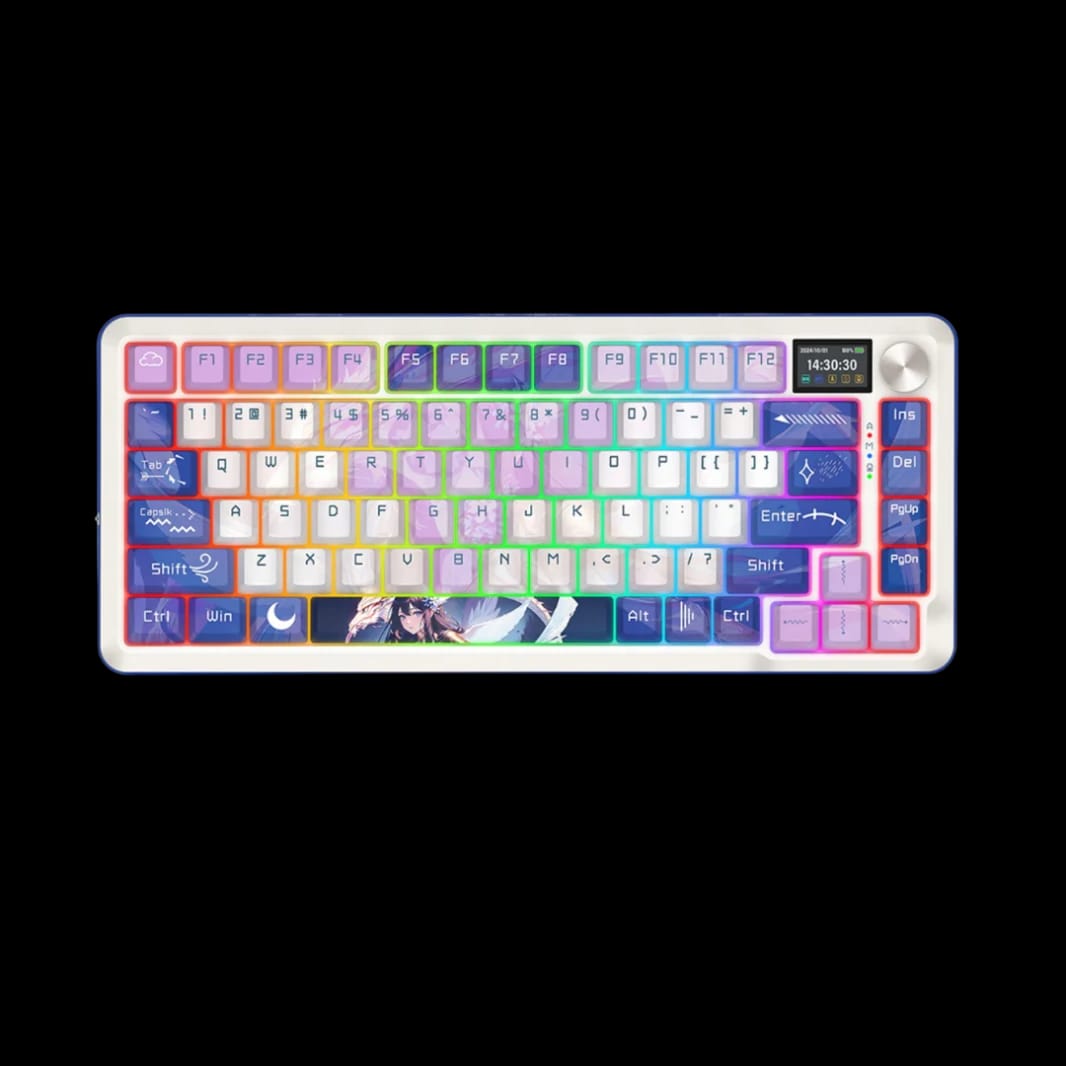 لوحة المفاتيح الميكانيكية اللاسلكية لـ Redragon ، لوحة مفاتيح ألعاب Gasket RGB مع 81 مفتاح مخصص قابلة للبرمجة ، لوحة مفاتيح لاسلكية 3-ODES مع مفتاح L Lopard L ، الشاشة و Knob ، K708