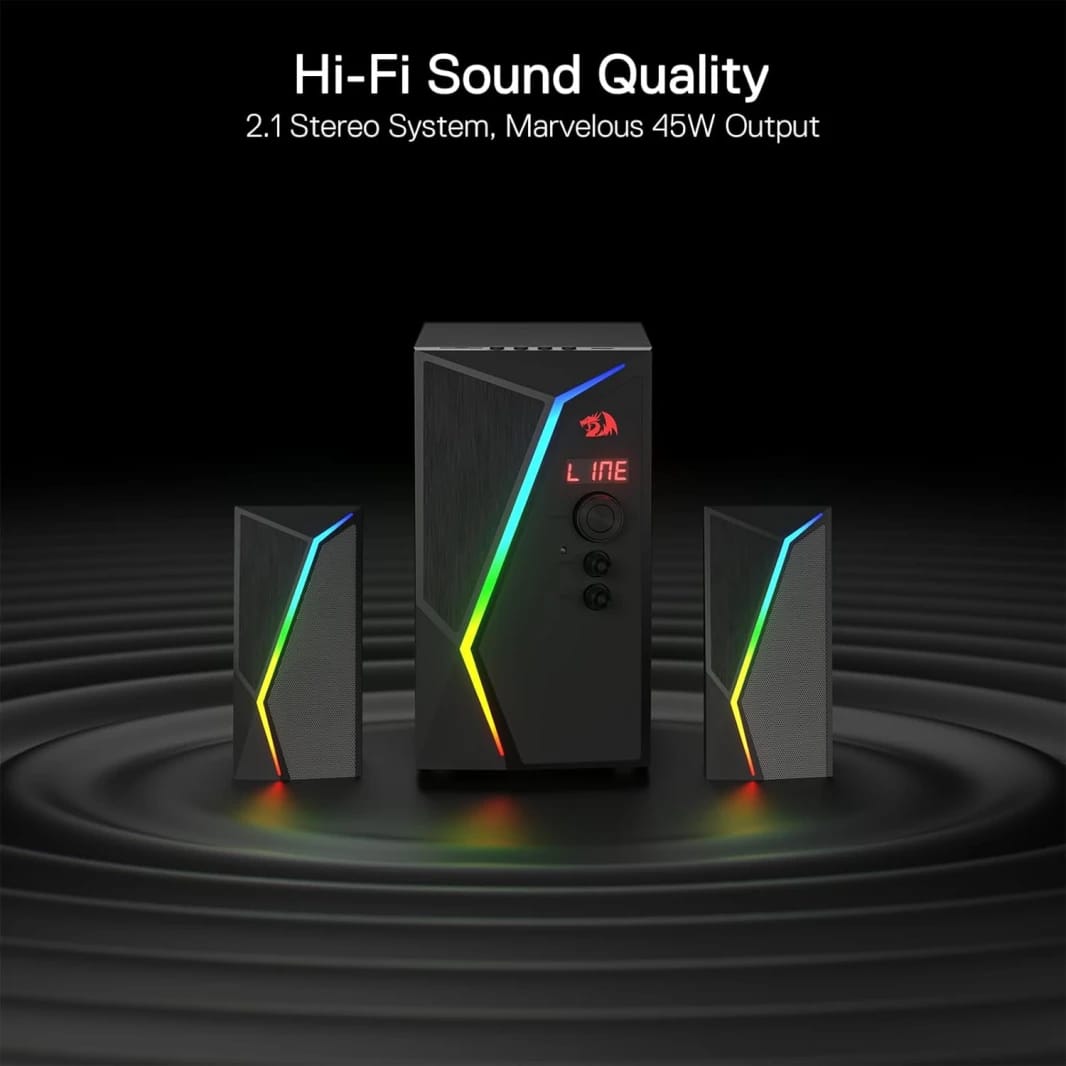 Redragon GS520 Pro Computer Gaming Speakings مع مضخم الصوت ، 2.1 قناة RGB