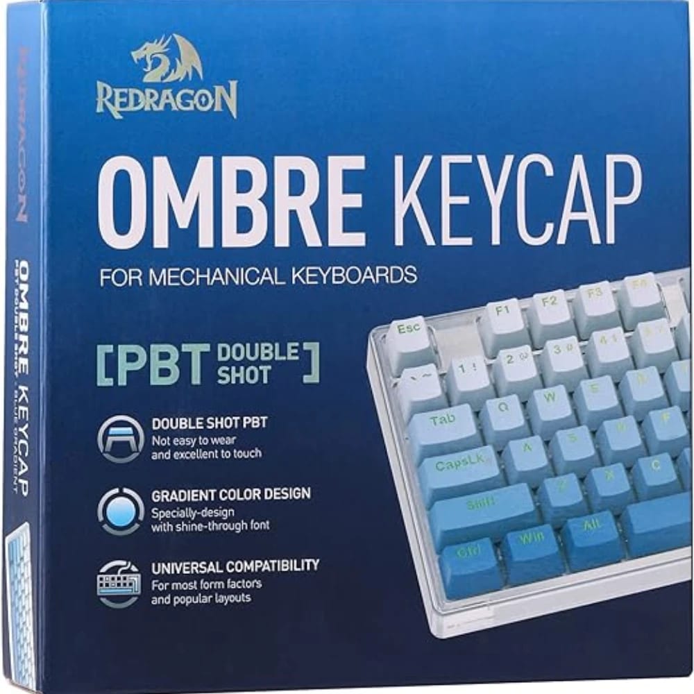 Redragon A134 التدرج اللون Ombre Blue Keycaps ، 104 مفاتيح