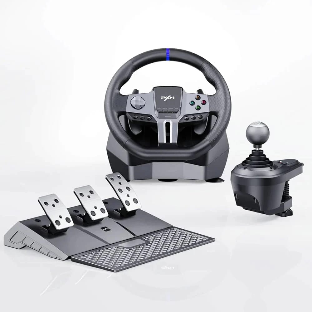 ألعاب عجلة القيادة PXN-V9 Gen2 ، جهاز كمبيوتر Xbox لعجلة القيادة ، محاكاة سيارة 270/900 درجة مع دواسات مزدوجة ، 3 في 1 وحزمة شيفتر للكمبيوتر الشخصي ، PS4 ، PS3 ، Xbox One ، Xbox Series X/S ، Switch ،