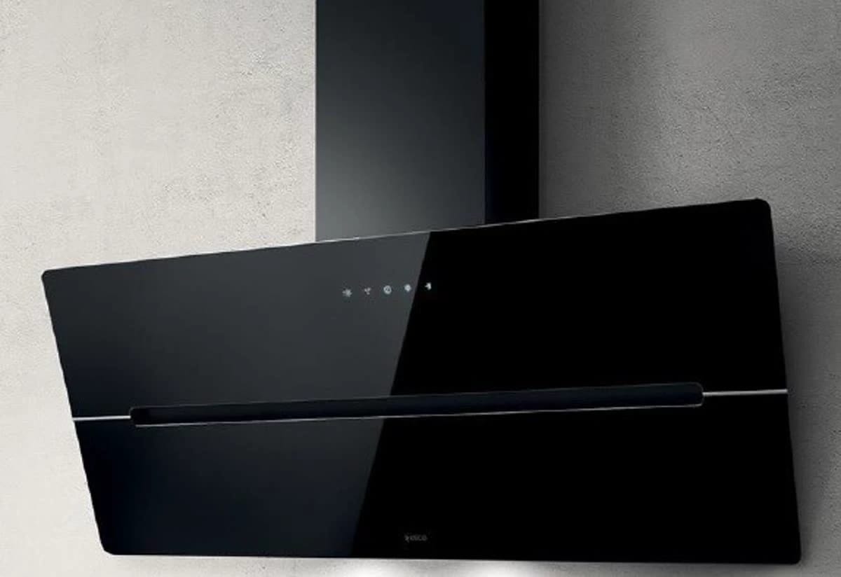 Elba Cooker Hood 90 cm Black Glass Touch Control 900 m³/h Airflow
