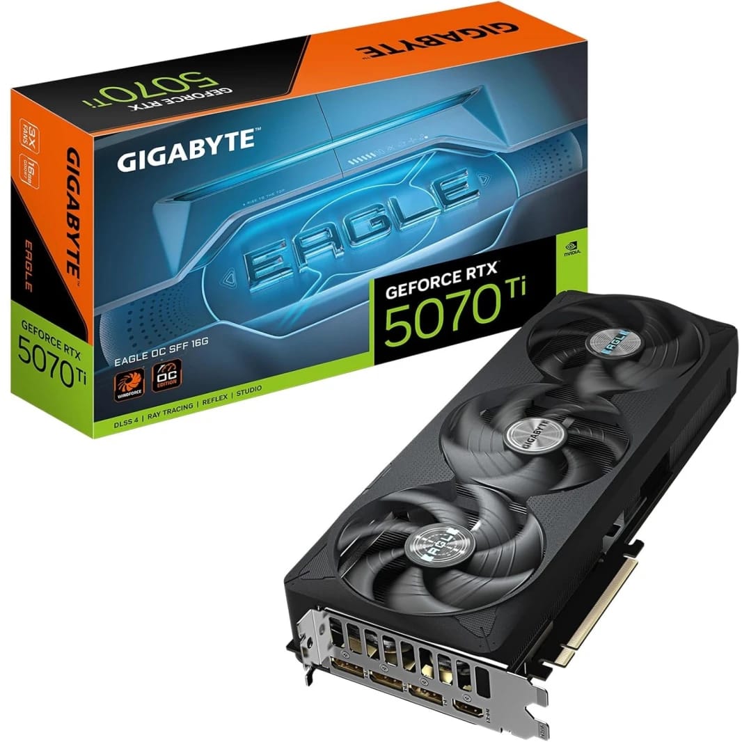 Gigabyte geforce rtx 5070 ti eagle oc sff 16g ​​gpu nvidia blackwell architecture and dlss 4 rgb lighting (gv-n507teagle oc-16gd) (Doom: The Dark Ages Geforce 50 Series Backdle)