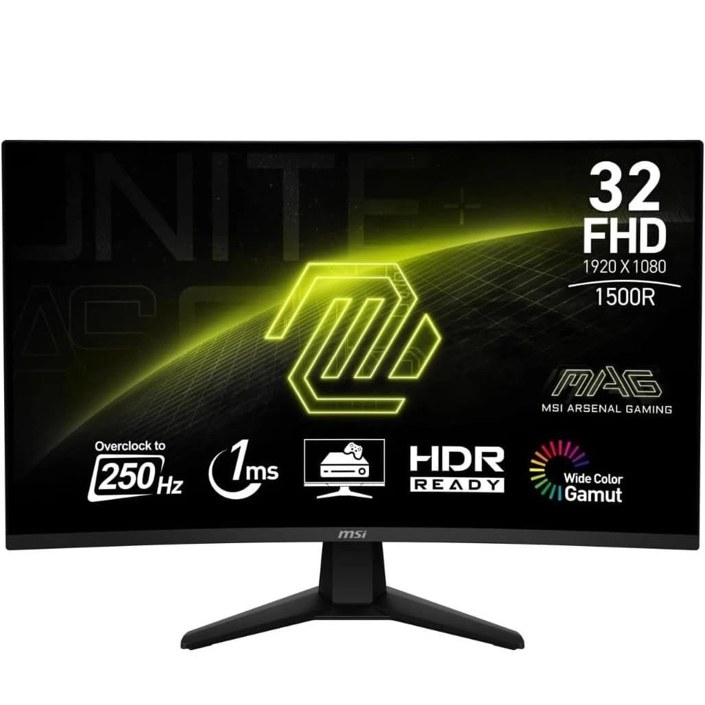 MSI MAG 32C6X مراقبة FHD 32 ″ |  250 هرتز | 1ms | HDR جاهز | مكبر الصوت | أسود
