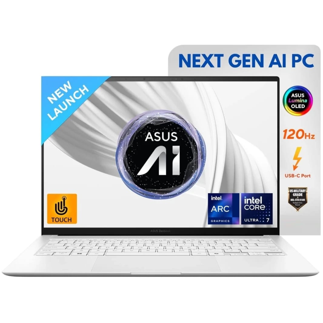 ASUS Zenbook S 14 (2024) UX5406SA NEW Intel Core Ultra 7 Gen II 256V Next Gen AI w/ 2.8K OLED 120Hz Touch Display, Scandinavian White