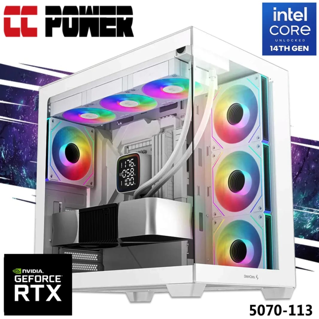 CC Power 5070-113 Gaming PC NEW 14th Gen Intel I5 14400F 10-Cores w/ Nvidia RTX 5070 12GB DDR7 & Advanced Air Cooler