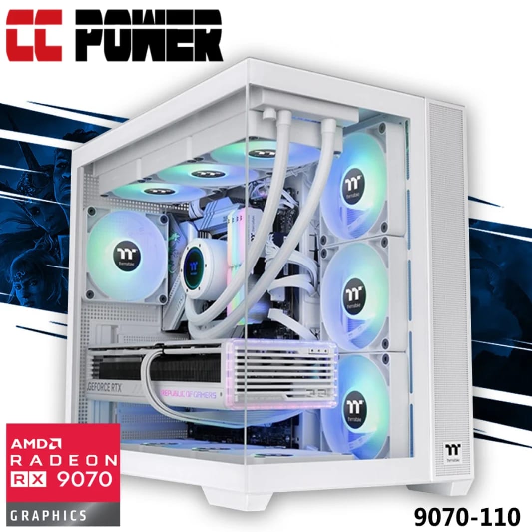 CC Power 9070-110 Gaming PC 14th Gen Intel Core i9 K-Series 24-Cores with AMD Radeon 9070 16GB DDR6 & Liquid Cooler