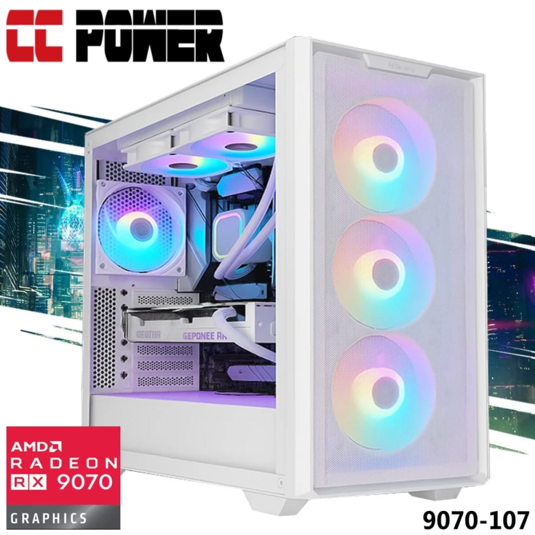 CC Power 9070-107 Gaming PC 14GEN Intel Core I7 K-Series 20-CORES W/ AMD RADEON 9070 16GB DDR6 & LIPER