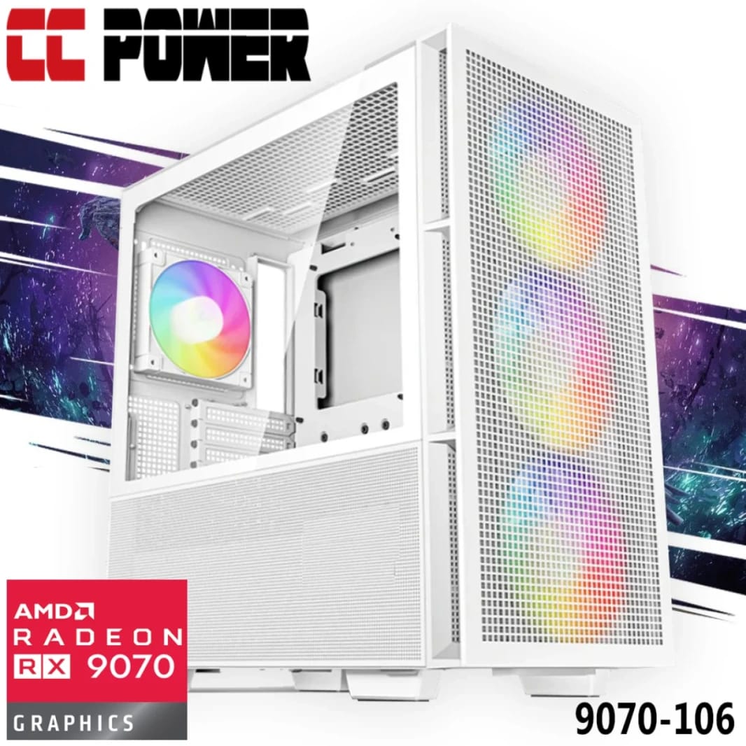 CC Power 9070-106 Gaming PC with Intel Core Ultra 5 K-Series 14-Cores, AMD Radeon 9070, 16GB DDR6, and Liquid Cooling