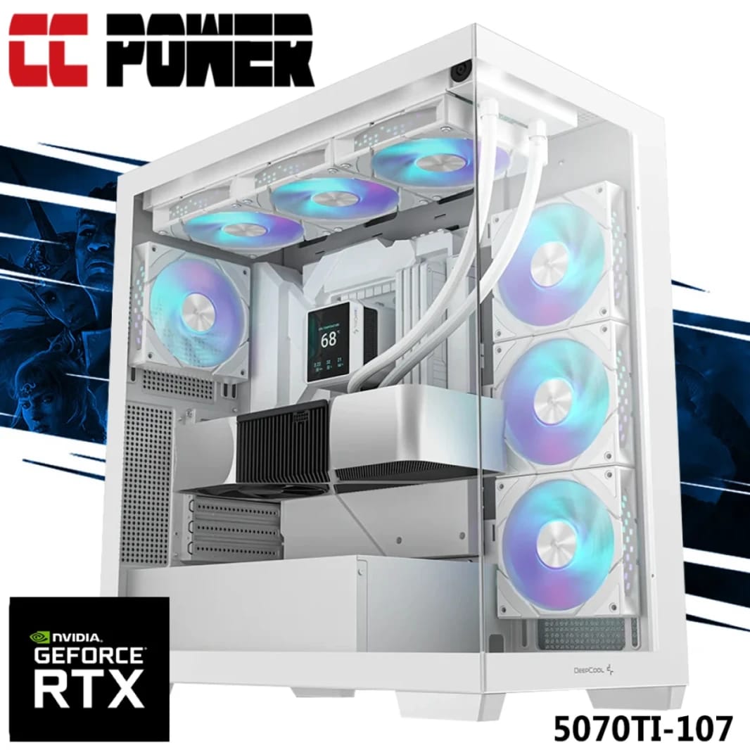 CC Power 5070TI-107 Gaming PC NEW 9Gen AMD Ryzen 9 9900X 12-Cores with Nvidia RTX 5070 TI 16GB DDR7 with DDR5 Memory & Liquid Cooler