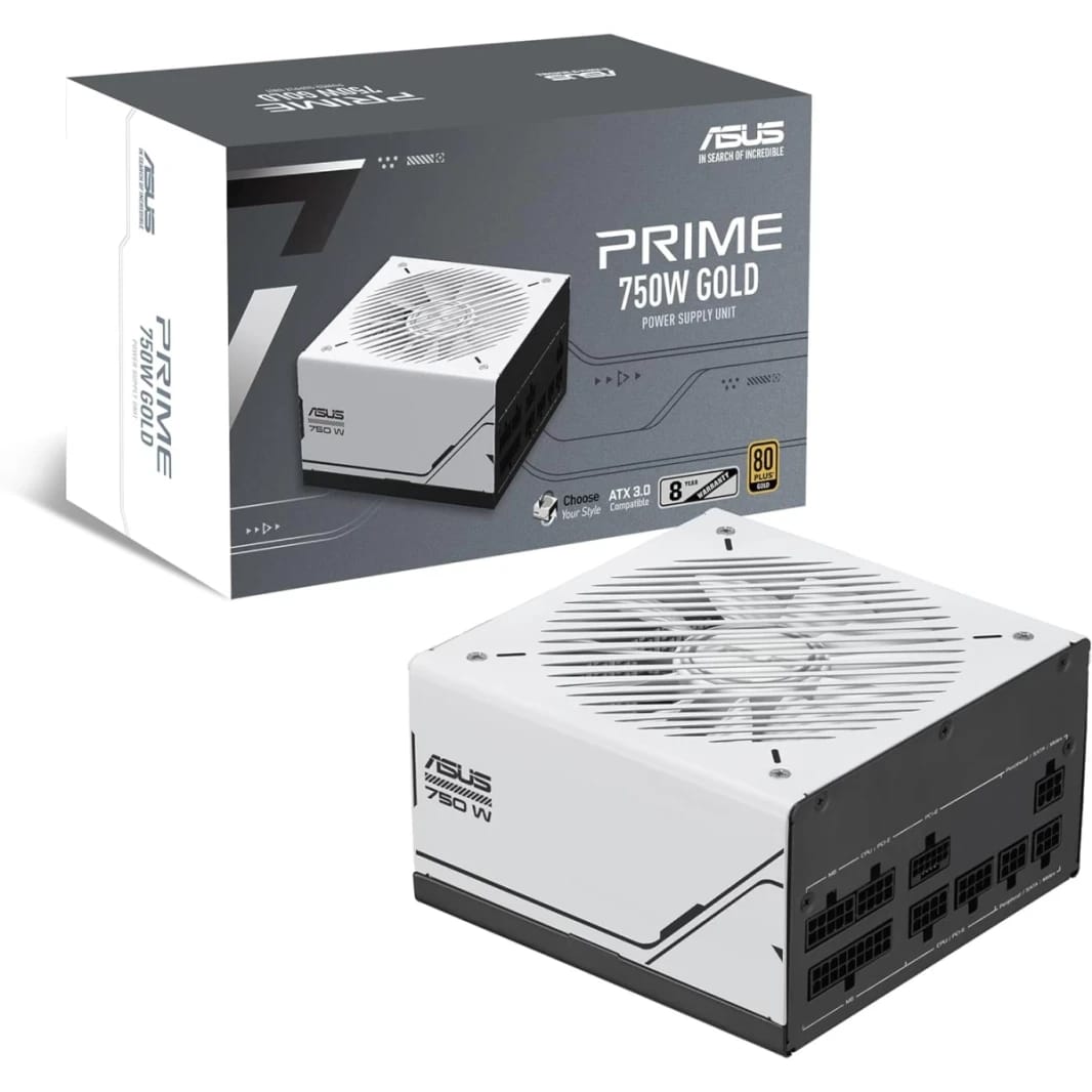 ASUS Prime 750W Gold ATX 3.0 Fully Modular 80+ Gold Certified Dual Ball Bearings Two Color Options in One