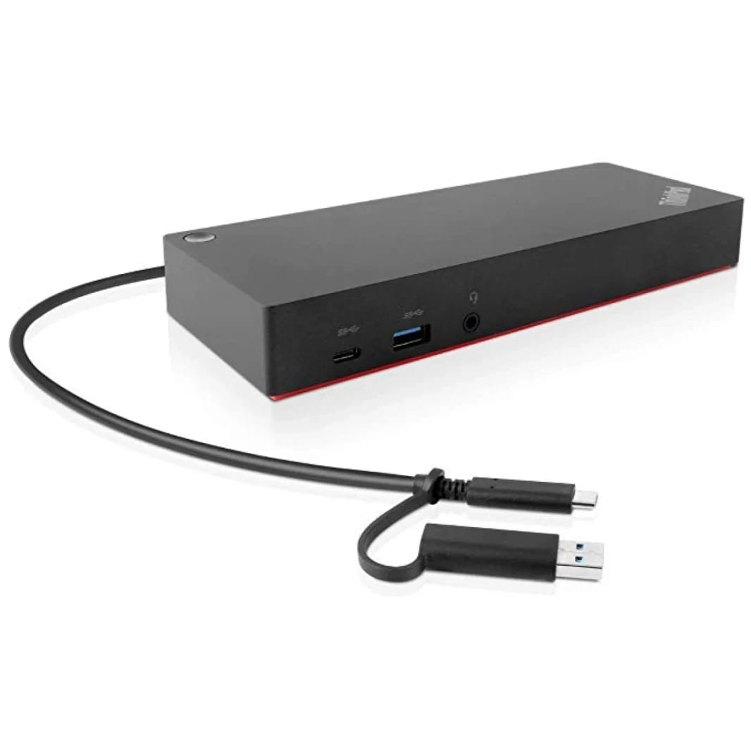 Lenovo ThinkPad Universal Hybrid USB-C Dock with USB-A Adapter for Lenovo Laptops, Supports Dual Monitors, Includes ITSPWR HDMI 4K Cable + DP Cable
