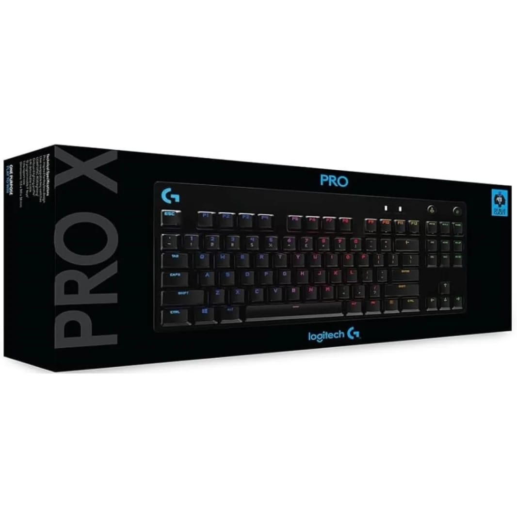 Logitech G Pro X TKL Wired Mechanical Keyboard, Swappable Switches, LIGHTSYNC RGB, Detachable Cable, 12 Programmable F-keys, GX Blue Clicky Switches - Black