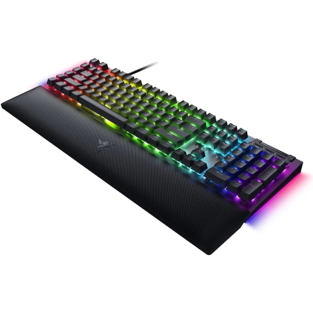 Razer BlackWidow V4 Mechanical Keyboard, 6 Dedicated Macro Keys, Magnetic Wrist Rest, Doubleshot ABS Keycaps, Green Switches - Black