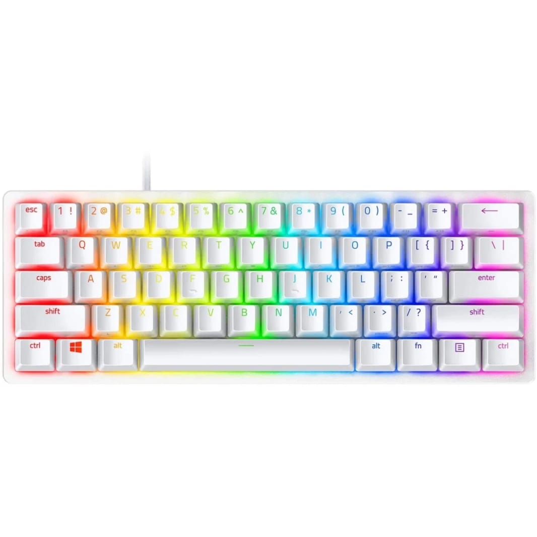 Razer Huntsman Mini 60% Clicky Optical-Mechanical Switches Doubleshot PBT Keycaps Detachable USB-C Cable (Red Switch) - Mercury