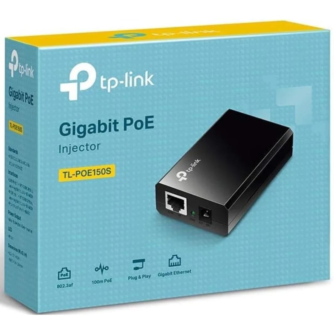 TP-LINK TL-PoE150S - 802.3af Gigabit PoE Injector | Convert Non-PoE to PoE Adapter | Auto Detects the Required Power, up to 15.4W | Plug & Play | Distance Up to 100 meters (328 ft.) | Black