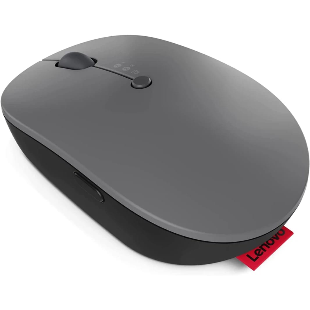 Lenovo Go Multi-Device Wireless & Bluetooth Mouse, Adjustable DPI USB-C Rechargeable Battery Qi Wireless Charging