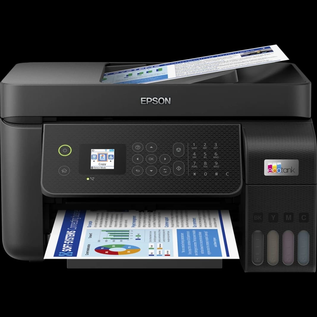 Epson Ecotank L5290 3-in-1 Office Ink Tank Printer A4 Color Printer w/ ADF Wi-Fi وشاشة LCD ملونة تصل إلى 33ppm/ 15ppm-أسود
