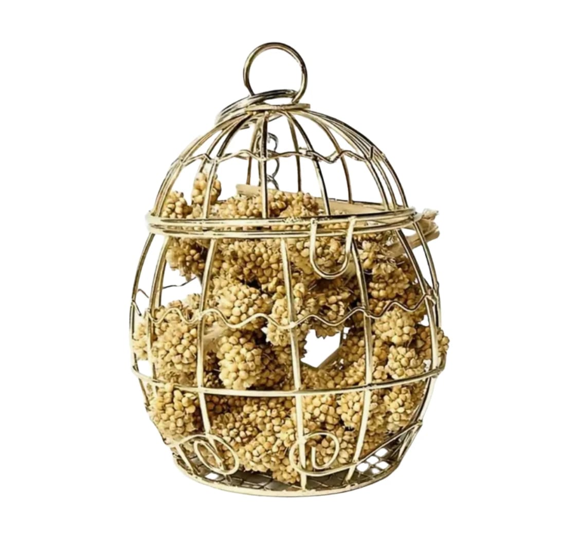 Millet Cluster Holder – A holder designed to hang millet clusters making it easier for birds to eat