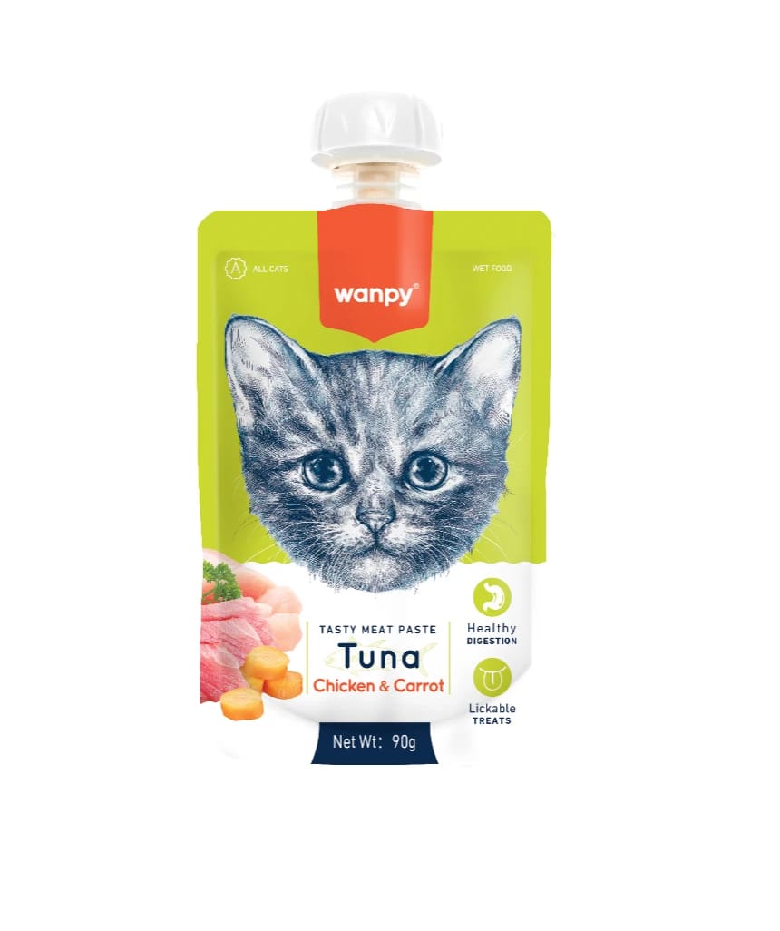 Wanpy Creamy Delicious Meat 90g Tuna and Chicken Carrots – Creamy wet food with tuna, chicken, and carrots