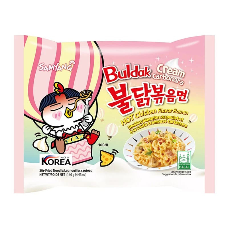 Samyang Buldak Creamy Carbonara Ramen Noodles, Hot Chicken Flavor 140g