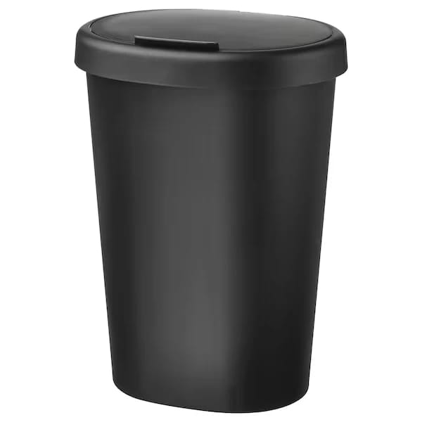 Bin with lid, black, 8 l