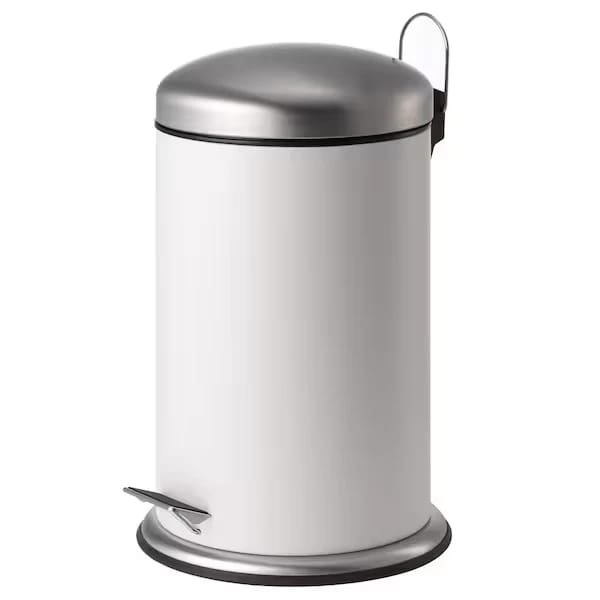 Pedal bin, white, 12 l