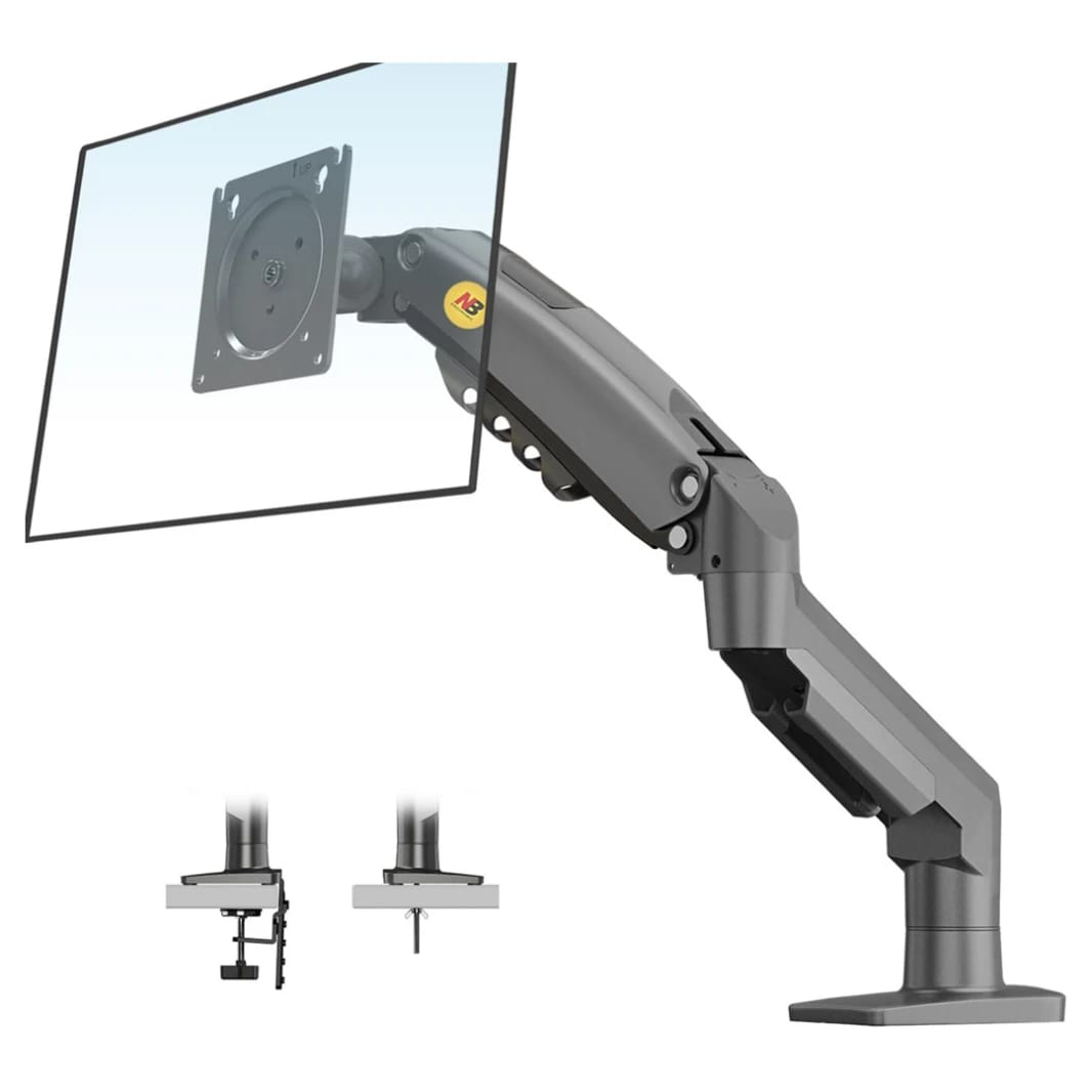 NB North Bayou F80 Monitor Mount-حامل مكتب قابل للتعديل لشاشات 17-30 بوصة (4.4-19.8 رطل) مع ضبط الميل والدوران والدوار وارتفاع نابض الغاز