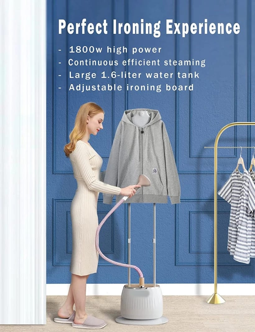 Standing Garment Steamer with Ironing Board, Professional Clothes Steamer for Home and Commercial Use