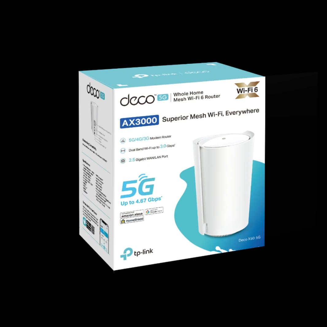 TP-Link Deco X50-5G AX3000 Whole Home Wi-Fi 6, Modem 5G/4G+ SIM Card Router Deco Mesh Pack for Extended Coverage Requirement
