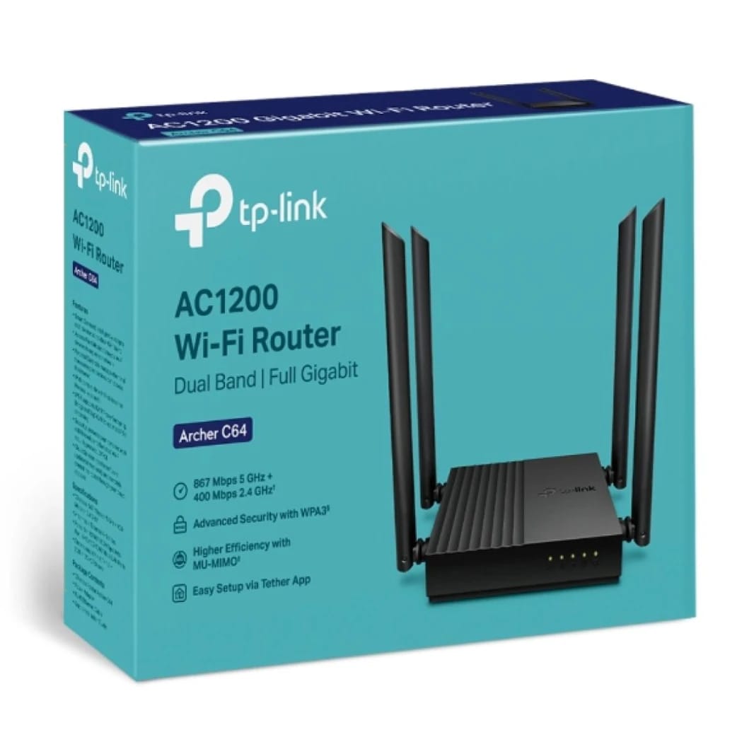 TP-LINK Archer  AC1200 Wireless 2.4 GHz & 5 GHz  WiFi Router, AC1200 Dual-Band Gigabit Wi-Fi Router, Wireless Speed up to 1200 Mbps