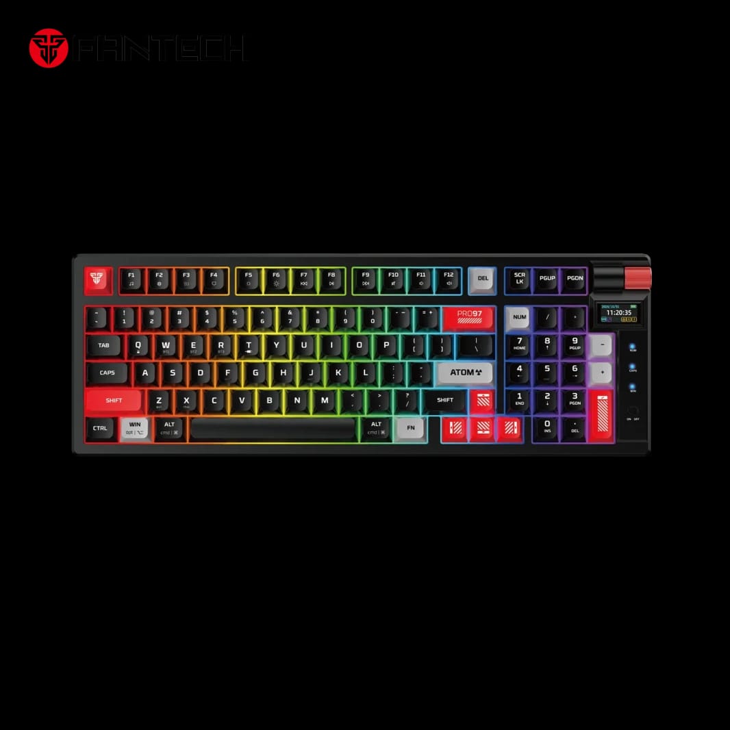 Fantech MK918 Atom Pro97 لوحة مفاتيح ألعاب ميكانيكية لاسلكية - أسود