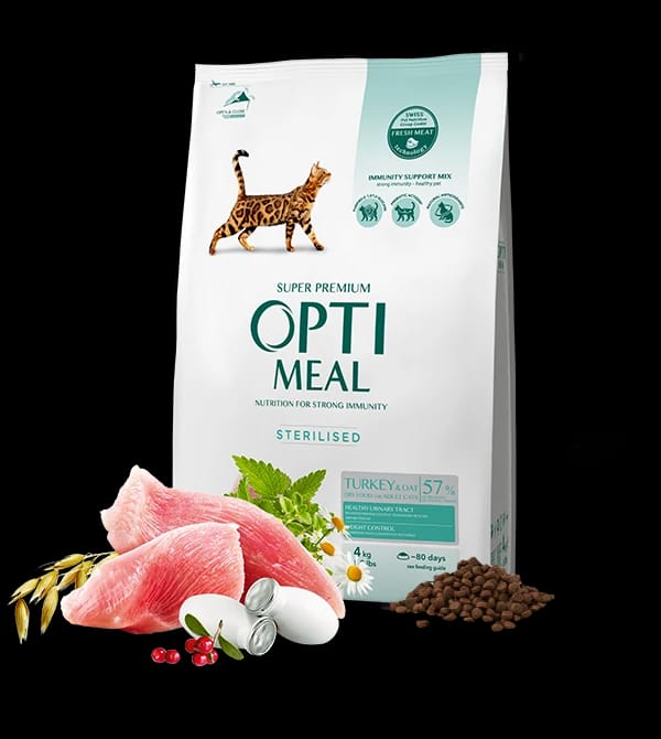 Opti وجبة معقمة القطط الديك الرومي والشوفان 10 كجم