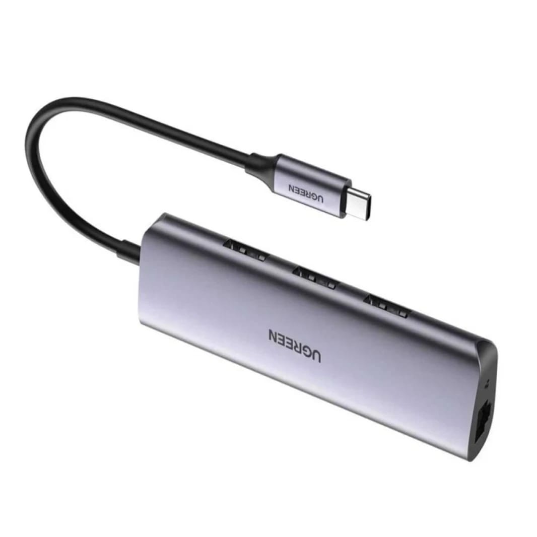 Ugreen USB C Hub Type C to 3 Port USB 3.0 Dock مع محول Gigabit Ethernet