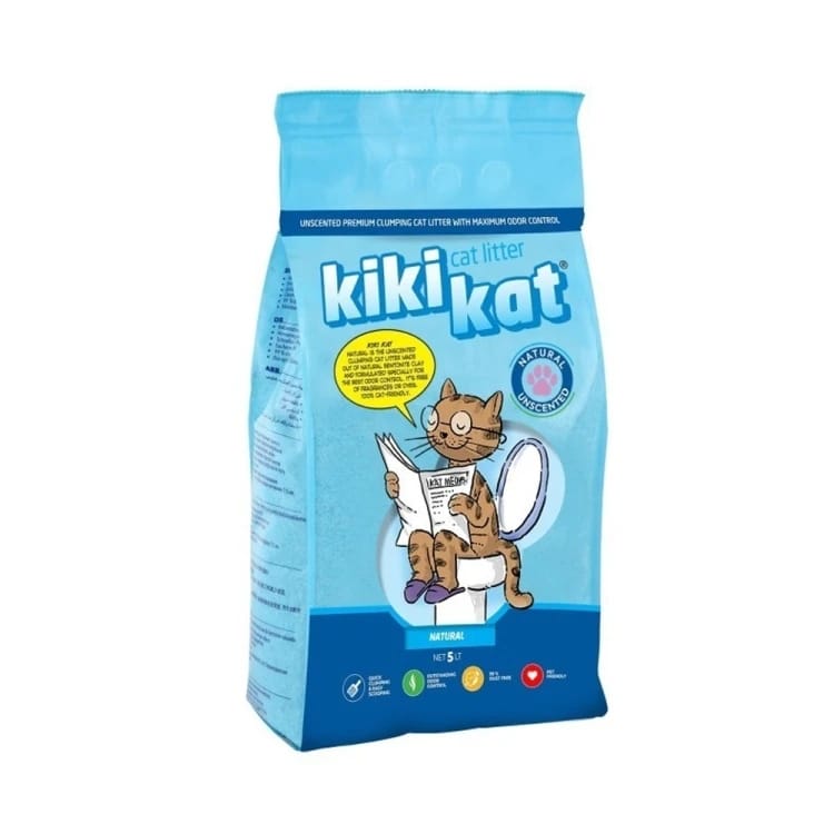 Kiki Kat Unscented Clumping Cat Litter with Humorous Design for Pet Comfort and Cleanliness