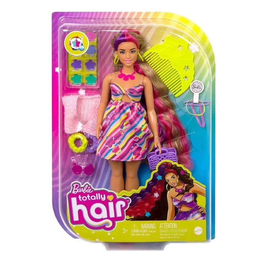 Barbie Totally Hair Flower-themed Doll Curvy 8.5 Inch Fantasy Hair Dress