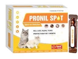 Bronil Spot 0.5 ml - Drops for the spine to treat ticks, lice and fleas in cats. A tube 0.5 ml, a box with 5 tubes.