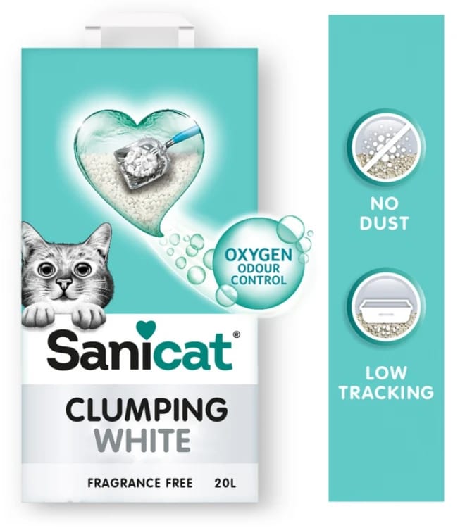 Sanicat Cat القمامة الرائحة عدد الحبوب البيضاء 20 ل