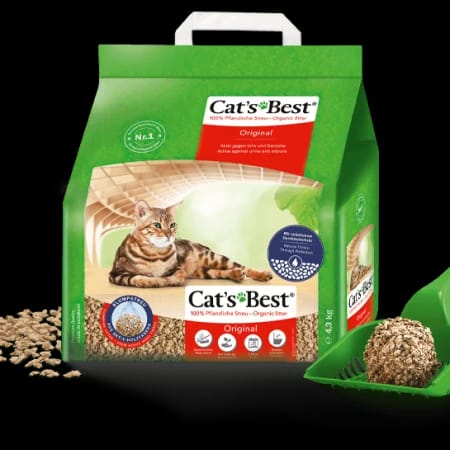 رمل متكتل Cat's Best Original  ألياف الخشب التفاعلية المكررة