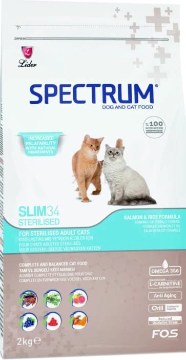 طعام جاف للقطط المعقمة SPECTRUM Adult Slim 34 سلمون