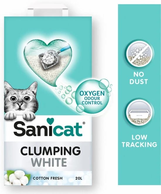 Sanicat Clumping White Cotton Fresh kattengrit  20 liter
