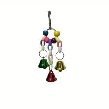 Great game for small and large birds in bright colors and hanging bells.