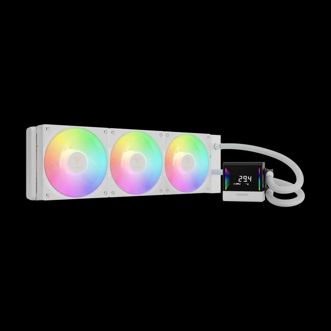 GAMDIAS CHIONE E4-360 AIO Digital Display Infinity Mirror Liquid Cooler - White
