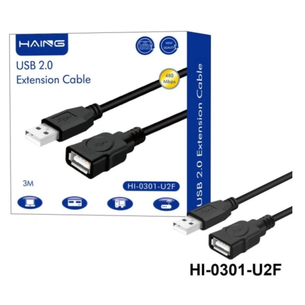 HAING HI-0301-U2F USB 2.0 Extension Cable 3M